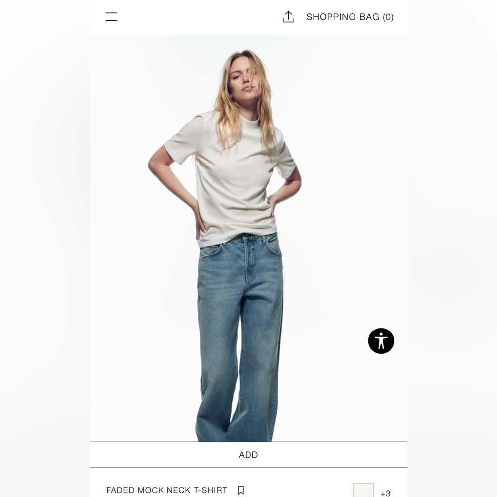 NWT Zara Faded Mock Neck Tshirt